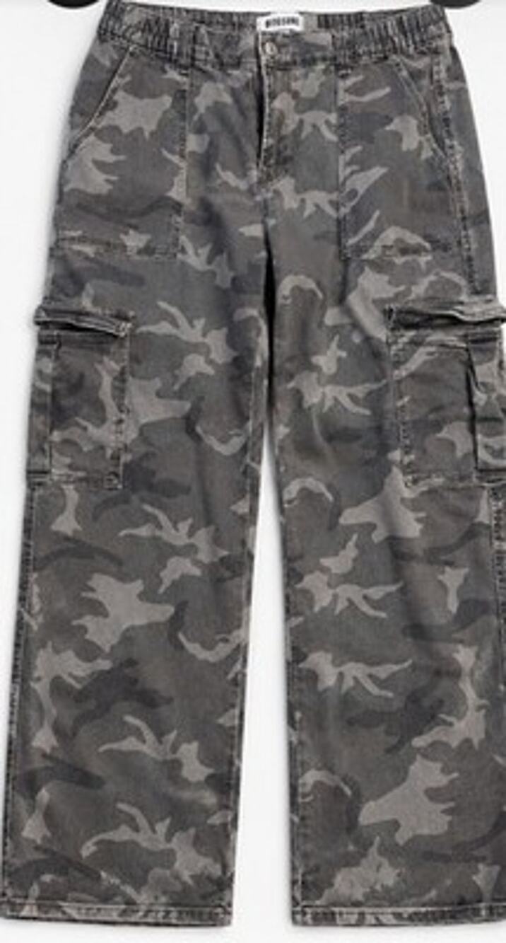 Disclosure Camo Denim Cargo Pants Wide Leg Utility Green Junior’s 15/32